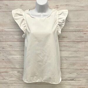 Kate Michal Jensen White Ruffle detail blouse